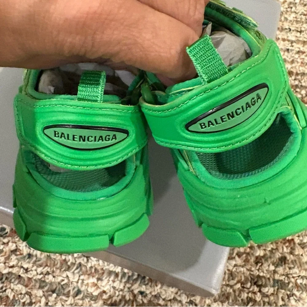 Balenciaga Kids Vibrant Green Track Sandals Sz.10